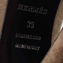 Pre Owned Hermes Brown Suede V Neck Round Toe Pumps Size 39
