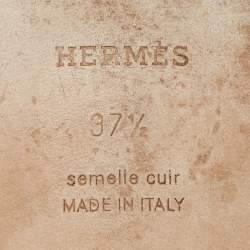 Pre Owned Hermes White Leather Oran Flat Slides Size 37.5