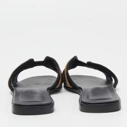 Hermes Two Tone Calf Hair Oran Flat Slides Size 37