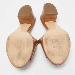 Hermes Brown Leather Mona Slide Sandals Size 40.5