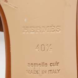 Hermes Brown Leather Mona Slide Sandals Size 40.5