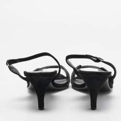 Hermes Black/Silver Glitter and Suede Night Sandals Size 38.5