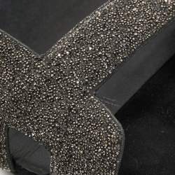 Hermes Black/Silver Glitter and Suede Night Sandals Size 38.5