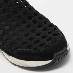 Pre Owned Hermes Black Leather and Fabric Oxygene Sneakers Size 37.5