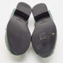 Hermes Green/Beige Leather and Canvas Destin Loafers Size 39