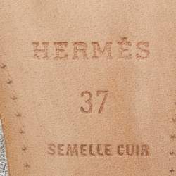 مملوكة مسبقًا Hermes Silver Leather Night Slingback Sandals Size 37