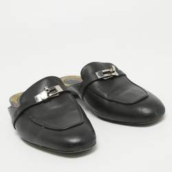 Hermes Black Leather Oz Mules Size 40