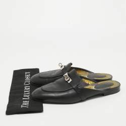 Hermes Black Leather Oz Mules Size 40