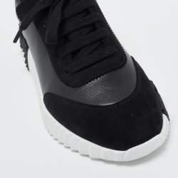 Pre Owned Hermes Black Suede and Leather Bouncing Sneakers Size 37.5