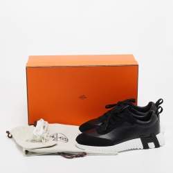 Pre Owned Hermes Black Suede and Leather Bouncing Sneakers Size 37.5