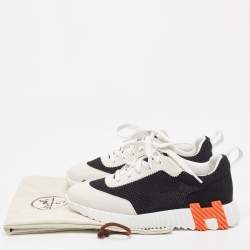 Hermes Grey/Black Suede and Mesh Bouncing Sneakers Size 36