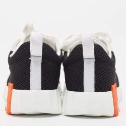 Hermes Grey/Black Suede and Mesh Bouncing Sneakers Size 36