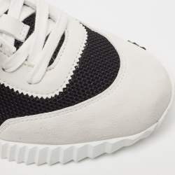 Hermes Grey/Black Suede and Mesh Bouncing Sneakers Size 36