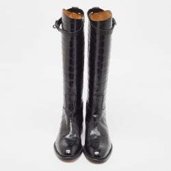 Hermes Black Crocodile Riding Boots Size 39