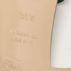 Pre Owned Hermes Green Leather Oran Slides Size 36.5  