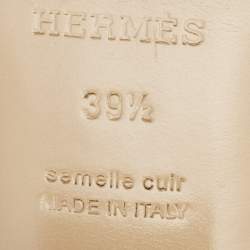 Hermes Brown/White Leather Amica Sandals Size 39.5