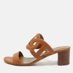 Hermes Brown Leather Bikini Sandals Size 40