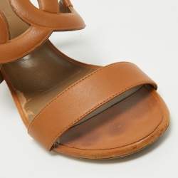 Hermes Brown Leather Bikini Sandals Size 40