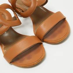 Hermes Brown Leather Bikini Sandals Size 40