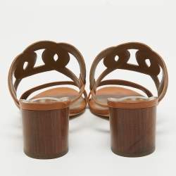 Hermes Brown Leather Bikini Sandals Size 40