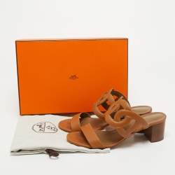 Hermes Brown Leather Bikini Sandals Size 40