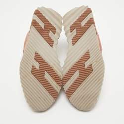 مملوكة مسبقًا Hermes Pink/Beige Suede and Velvet Bouncing Sneakers Size 38