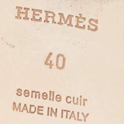 Pre Owned Hermes Brown Patent Crocodile Oran Flat Slides Size 40