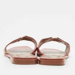 Hermes Pink Patent Leather Oran Flat Slides Size 39