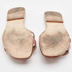 Hermes Pink Patent Leather Oran Flat Slides Size 39
