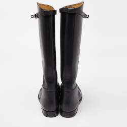 Pre Owned Hermes Black Leather Jumping Boots Size 40