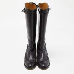 Pre Owned Hermes Black Leather Jumping Boots Size 40