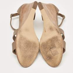 Hermes Brown Leather Legend Wedge Sandals Size 37