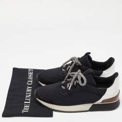 Hermes Black Fabric and Suede Miles Low Top Sneakers Size 39