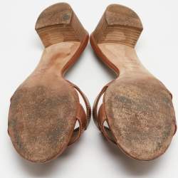 Hermes Brown Leather Oasis Slides Sandals Size 40.5
