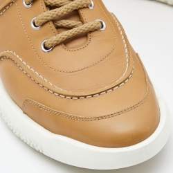 Hermes Tan Leather Low Top Sneakers Size 40