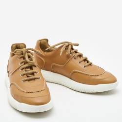 Hermes Tan Leather Low Top Sneakers Size 40