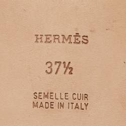 Pre Owned Hermes Two Tone Canvas Oran Flat Slides Size 37.5