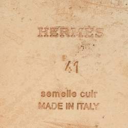 مملوكة مسبقًا Hermes Grey Leather Oran Flat Slides Size 41