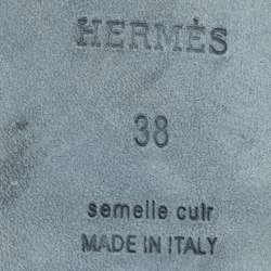 مملوكة مسبقًا Hermes Black Leather Santorini Flat Sandals Size 38