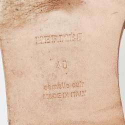 Pre Owned Hermes Brown Leather Oran Flat Slides Size 40  