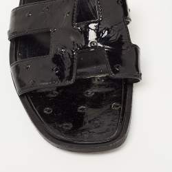 Hermes Black Ostrich Oran Slide Flats Size 39