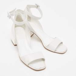 Hermes White Leather Ankle Strap Sandals Size 36.5