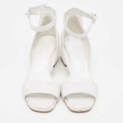 Hermes White Leather Ankle Strap Sandals Size 36.5