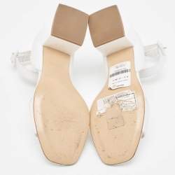 Hermes White Leather Ankle Strap Sandals Size 36.5
