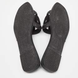 Hermes Black Rubber Aloha Flat Slides Size 40