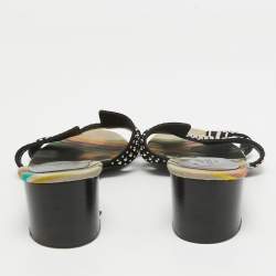 Pre Owned Hermes Black Suede Studded Oasis Slide Sandals Size 40