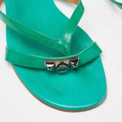 Hermes Green Patent Corfu Thong Flats Size 40