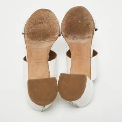 Hermes White Leather  Ostia Sandals Size 36.5