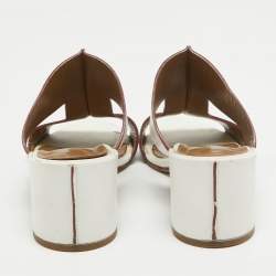 Hermes White Leather  Ostia Sandals Size 36.5