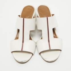 Hermes White Leather  Ostia Sandals Size 36.5